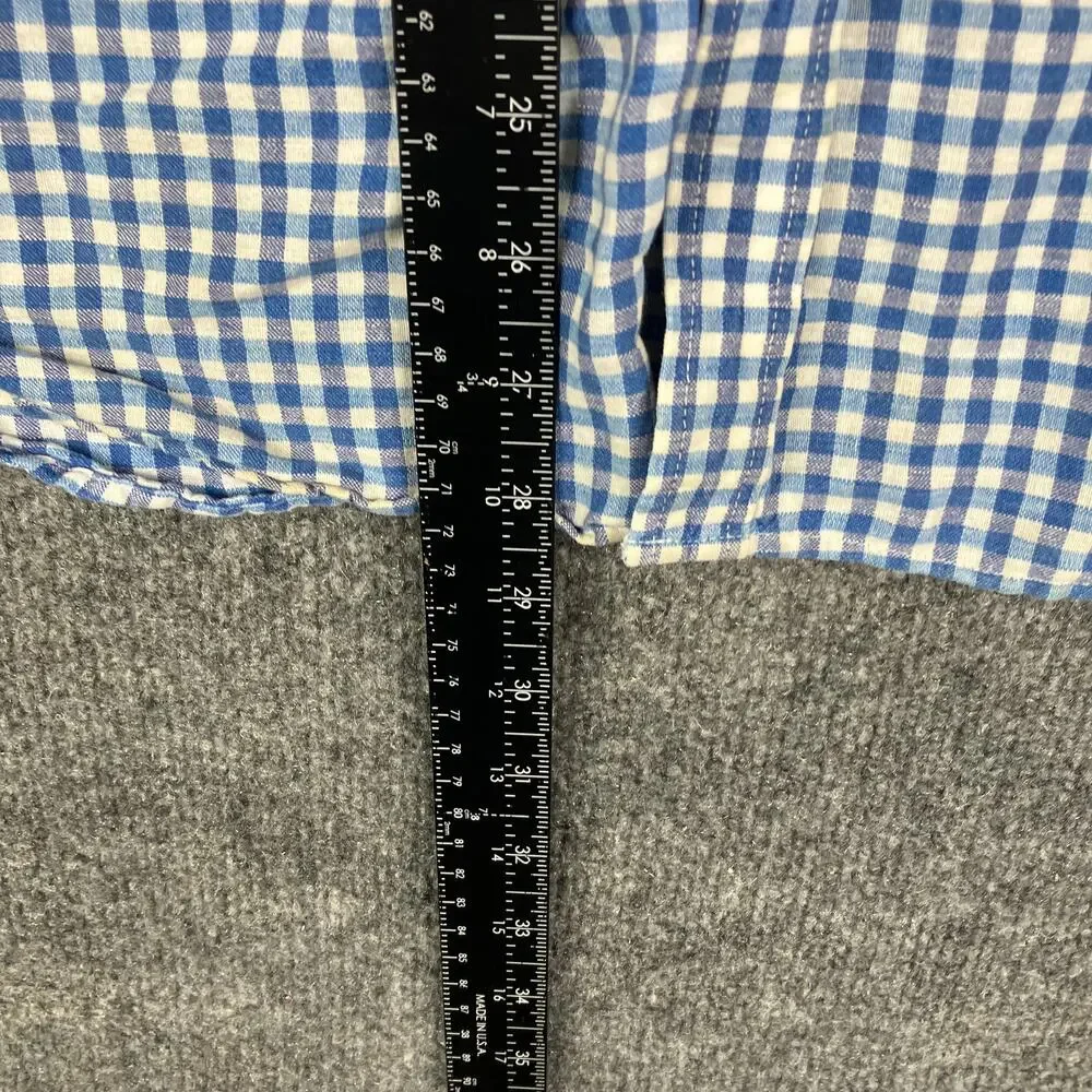 Banana Republic Shirt Mens XL Blue Gingham Check‎ Short Sleeve Casual